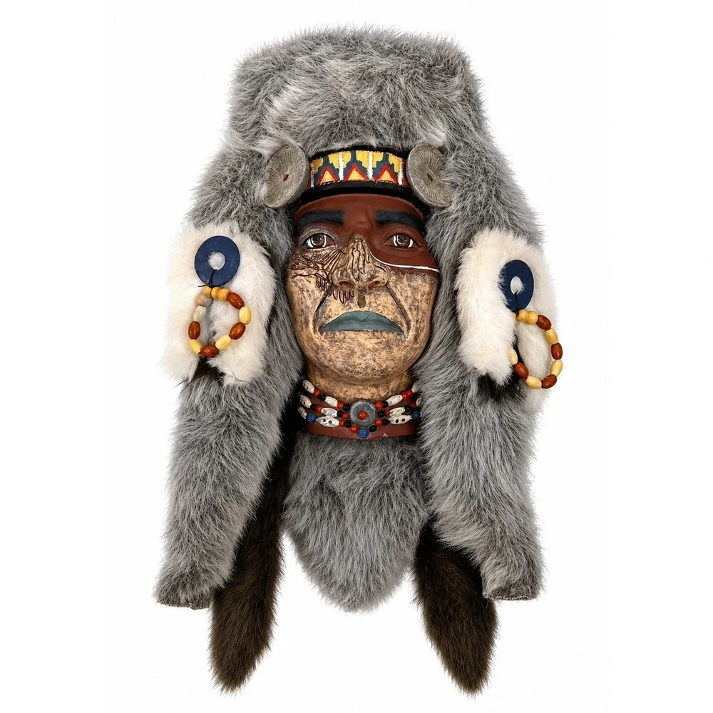 Native American Spirit Mask Bird of Prey Wall Hanging Hand Painted And Unsigned